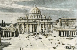 St. Peter's Cathedral, Rome, etching