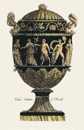 hand coloured print of classical vase