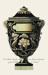 hand coloured print of classical vase
