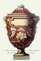 print of classical vase, hand colored