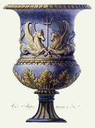 designer print of blue vase