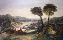 Apollo And The Sybil after turner, hand colored print