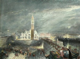 hand colored etching of St. Mark's, Venice after Turner