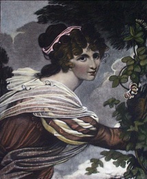 The Honeysuckle Girl, hand colored print