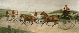 hunt and carriage, etching