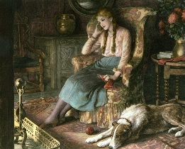 victorian woman at fireside