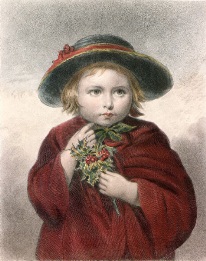 print of young girl at Christmas