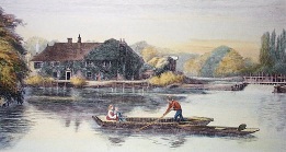 hand colored print of The Swan Inn at Pangbourne