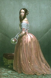 Dress Wearer, hand colored print
