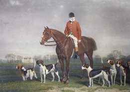 huntsman on horse, hand colored print