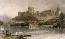 large hand coloured print of Windsor Castle