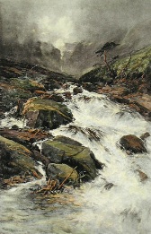 Mountain Torrent, large hand colored print