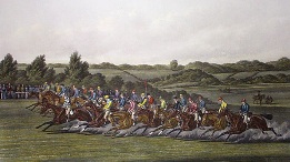 the derby, henry alken hand coloured etching