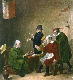 Dutch Smokers, hand colored print