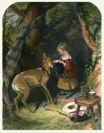 girl with deer, The Pets after Landseer