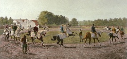 newmarket, hand coloured equestrian print