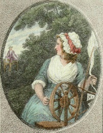 woman at spinning wheel print