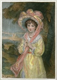 Easter Bonnet, hand colored print