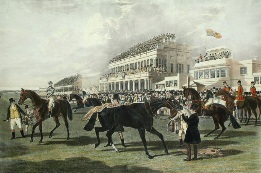 Ascot Grandstand, large hand colored print after herring