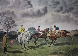Restive at the Post, steeplechase print