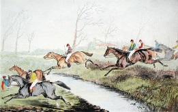Liverpool Grand Steeplechase, hand coloured print