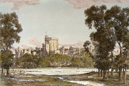 hand colored print of Windsor Castle