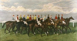 Leading Jockeys Of The Day, vintage horse racing print