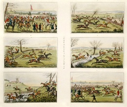 Six Points Of A Steeplechase, hand colored print