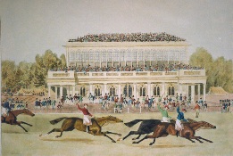 Goodwood races, hand colored print