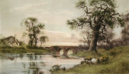 country scene, bridge and river