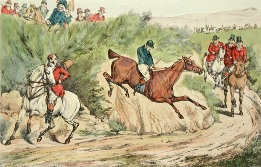 hand colored steeplechasing print