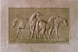 Arabian Horses, print of relief sculpture
