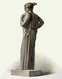 engraving of classical female sculpture