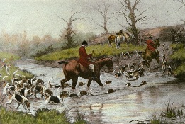 Crossing the Ford, hand coloured print