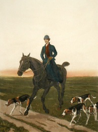 Returning Home, huntswoman and hounds