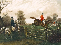 Amateur & Professional, hand colored fox hunting print