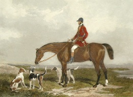 Charles Davis on the Traverser, huntsman and hounds