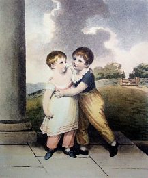 print, children, brother and sister