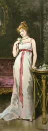 genre print, female figure, Evening