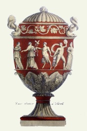 print of classical vase, hand colored