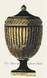 hand coloured print of classical vase