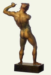 classical Brass Statue print, rear view