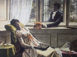 romantic scene with flowers