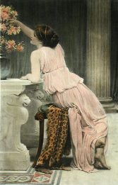 Flower Worship, pretty victorian genre print