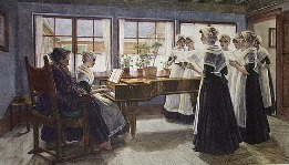 Home, Sweet Home,  large genre print with piano