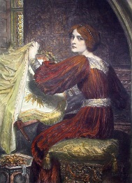 The Emblem, hand colored print after Dicksee