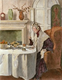 hand colored print of victorian lady after sadler