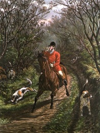 Bringing Tail Hounds, fox hunting etching