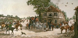 Halt at the Black Swan, coaching print