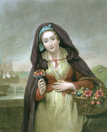 hand colored flower seller print